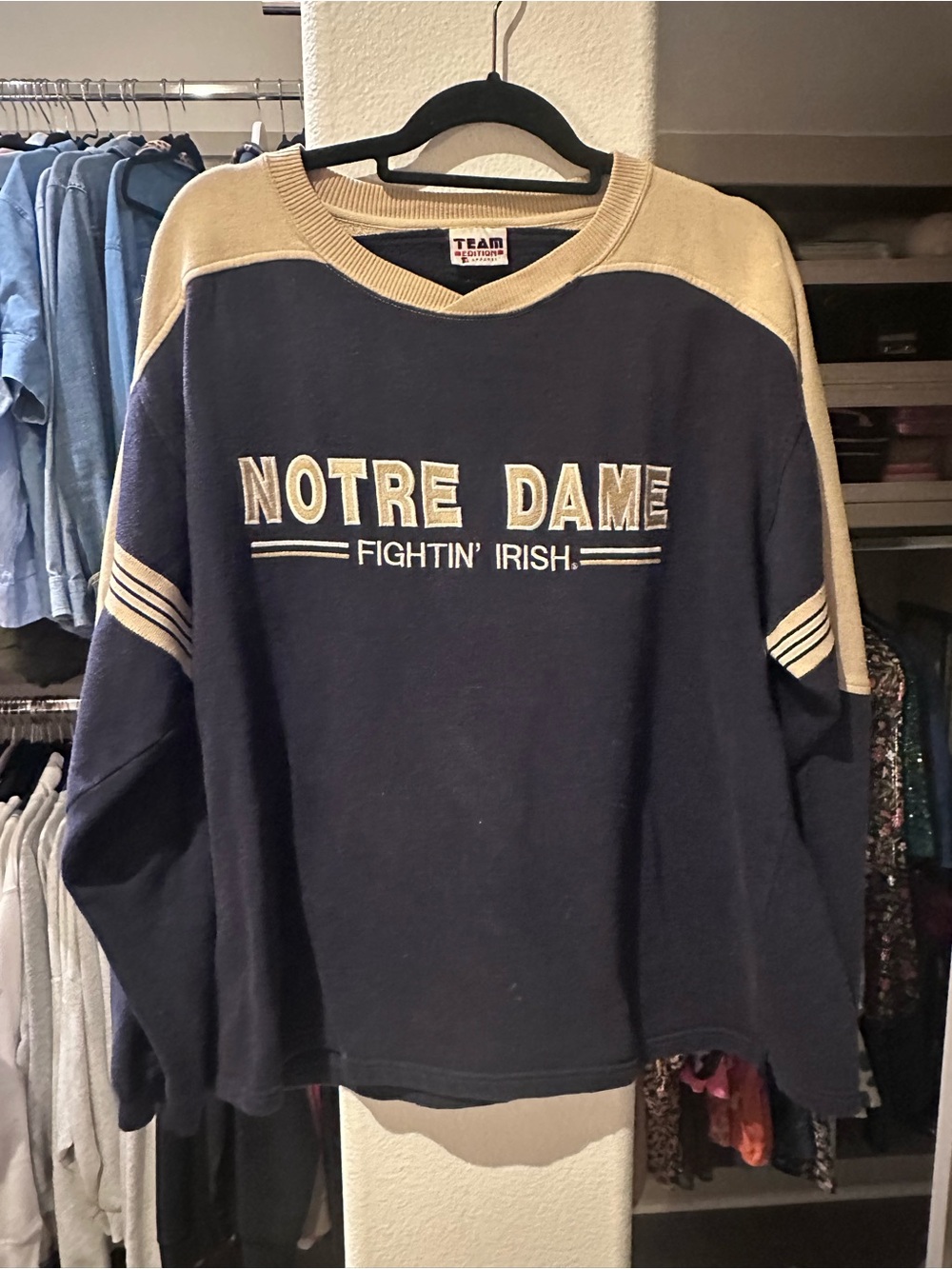 Notre Dame Navy & Cream Sweatshirt - Fightin' Irish (XL)